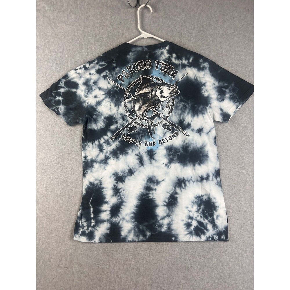 Psycho Tuna T-Shirt Men's Large Tie Dye  Wash Metallic Fish Graphic Tee NWOT